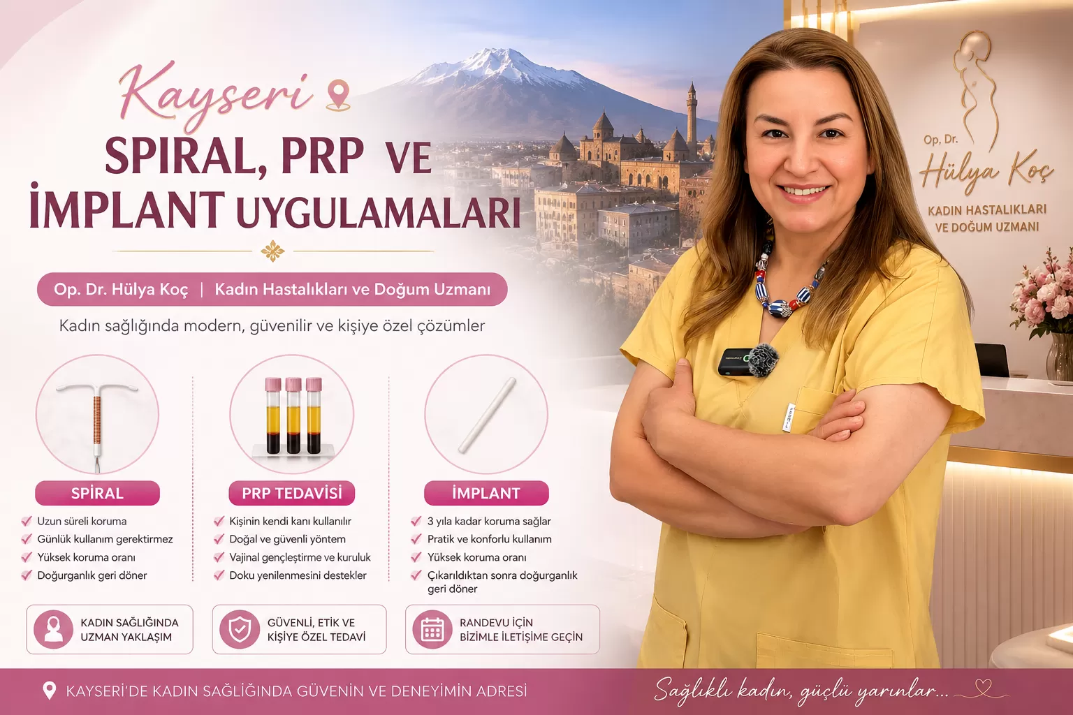 Kayseri Spiral Takma, PRP ve İmplant Uygulamaları | Op. Dr. Hülya Koç